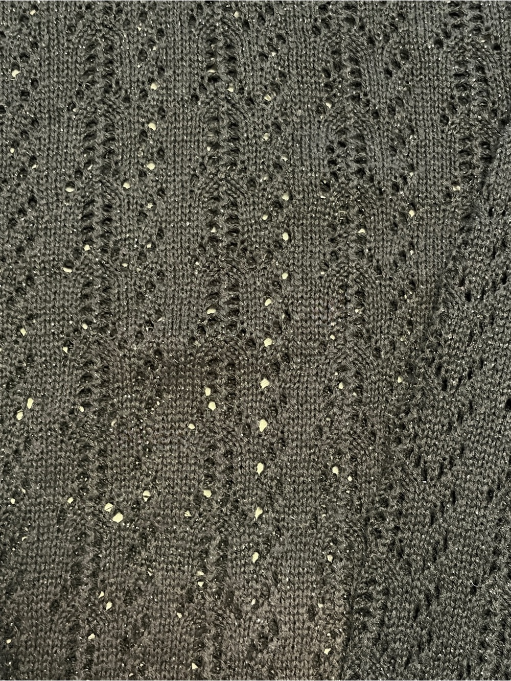 Vintage Trimmings Black Metallic Crochet Open Knit Tunic Dress Lurex Scalloped - Picture 6 of 9
